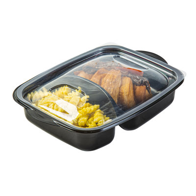 Restaurantware Plastic Microwaveable Container with Lid 50 Count 36 Oz PP Plastic Food Storage Box, Rectangular Microwave Container with Clear Lid, Food Delivery Box