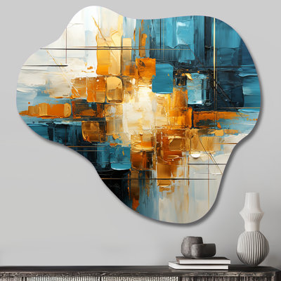 Or bleu sarcelle abstrait fractal Collage Reflections II - art mural en métal fractales de nuage