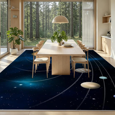 Clear Machine Washable,Solar System Model of Nasa Planet Indoor Area Rug