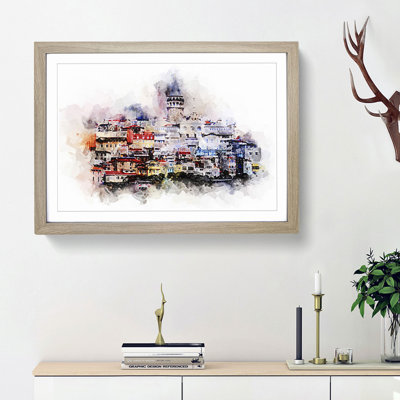 Galata Tower in Istanbul Turkey in Abstract - Picture Frame Painting Print