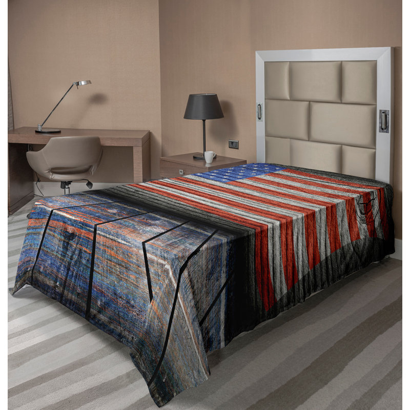 Drap plat Ambesonne America drapeau national patriotique bleu rouge ombre, Simple