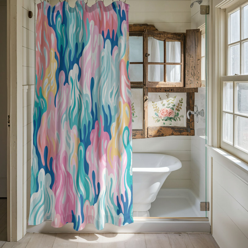 Spooky Watercolor Art - Rideau de douche standard 1 pièce, H 74 po x l 71 po