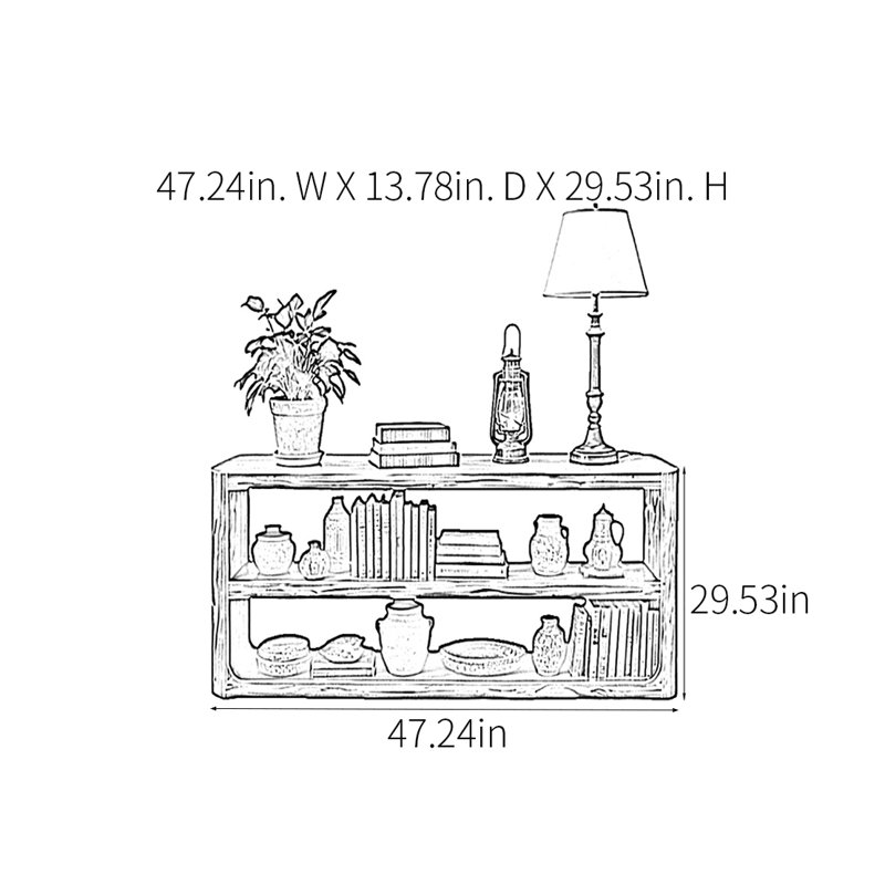 Console champêtre rétro, H 29,53 po x l 47,24 po x P 13,78 po