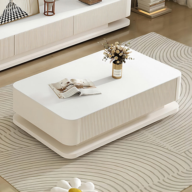 Table basse rectangulaire en bois manufacturé blanc