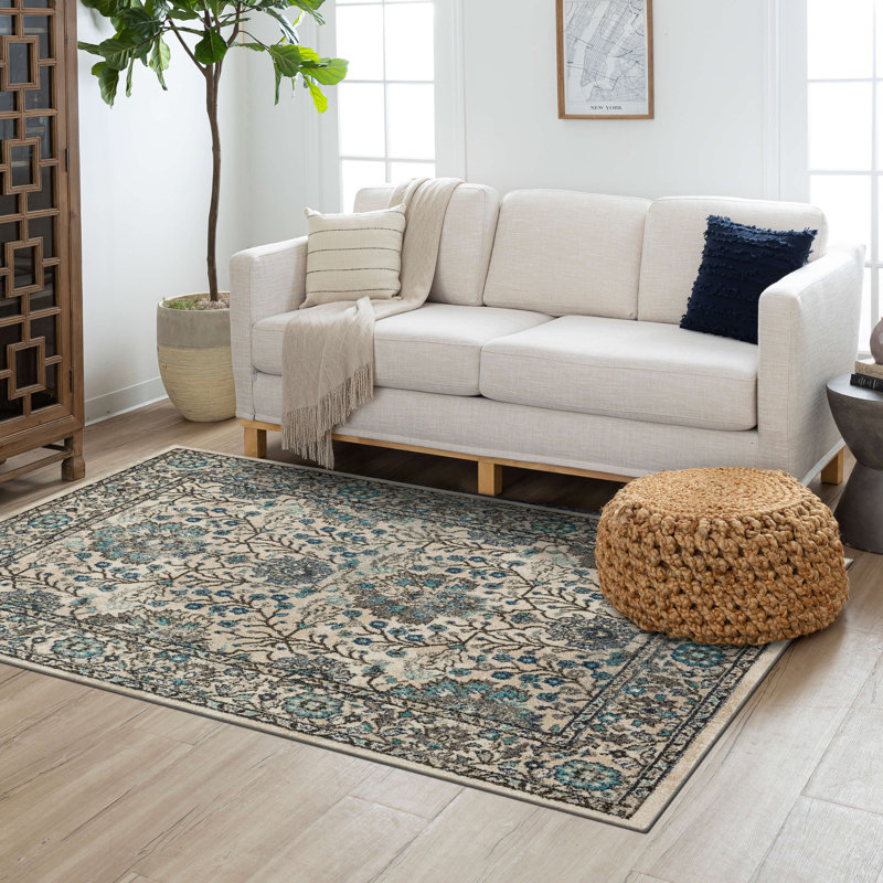 Tapis bleu Bungalow Bungalow Barwick, Rectangle 5 pi 3 po x 8 pi
