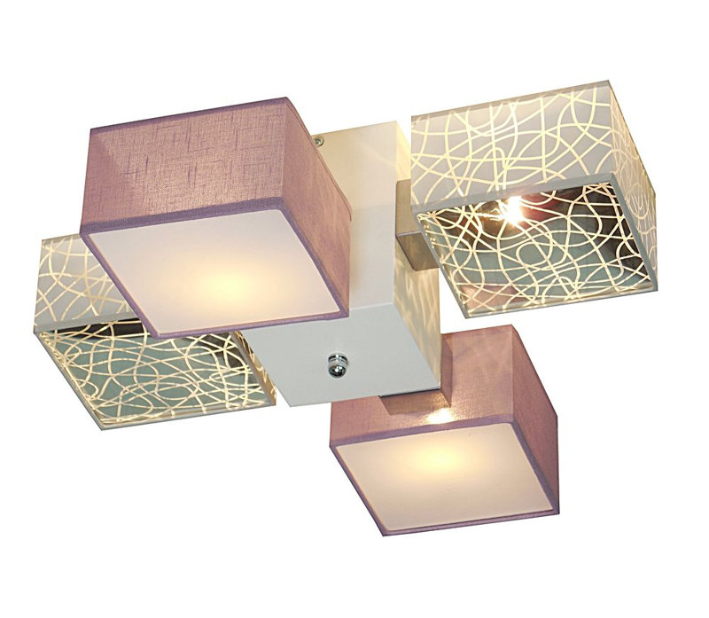 Miranda Semi Flush Mount, Light Brown, Silver and purple