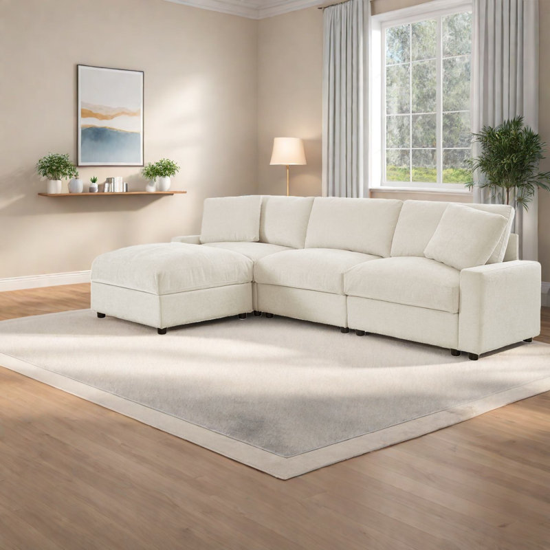 Canapé modulaire en L durable et modulaire durable en polyester avec rangement pour la maison