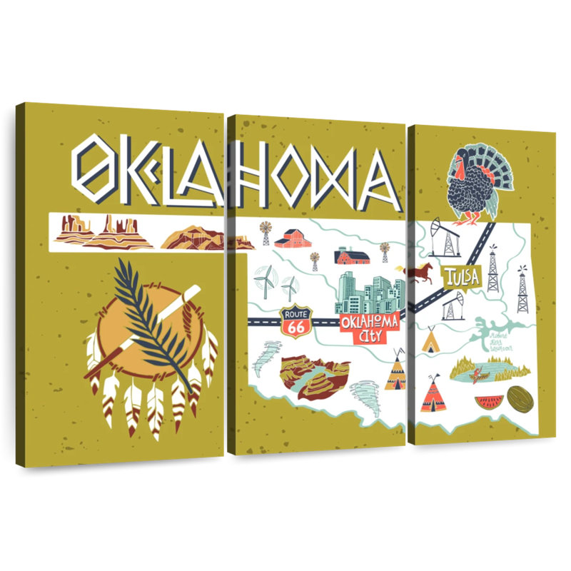 Icônes de carte Aliaz Oklahama, H 24 po x l 38 po