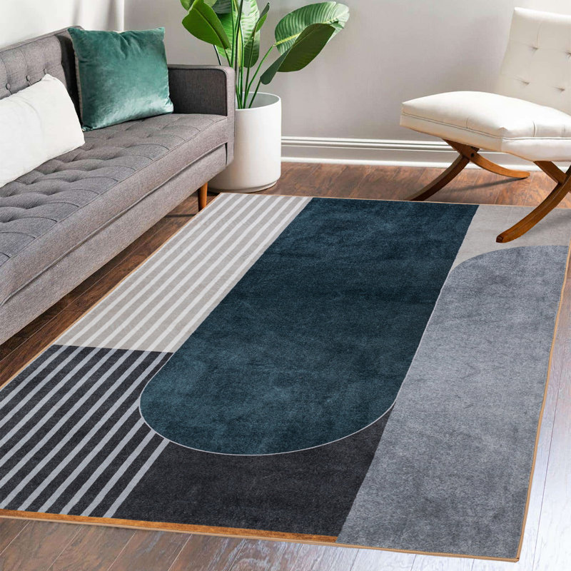 Florel Washable Abstract Indoor Rug, Rectangle 5' x 7'