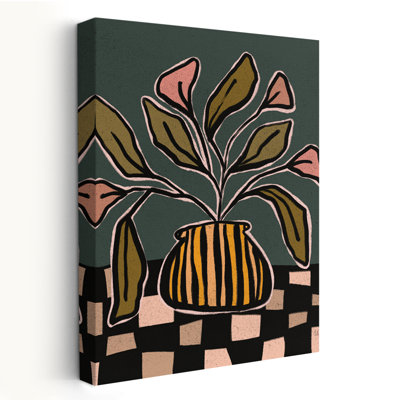 Décontracté et Mid-Century moderne damier floral I