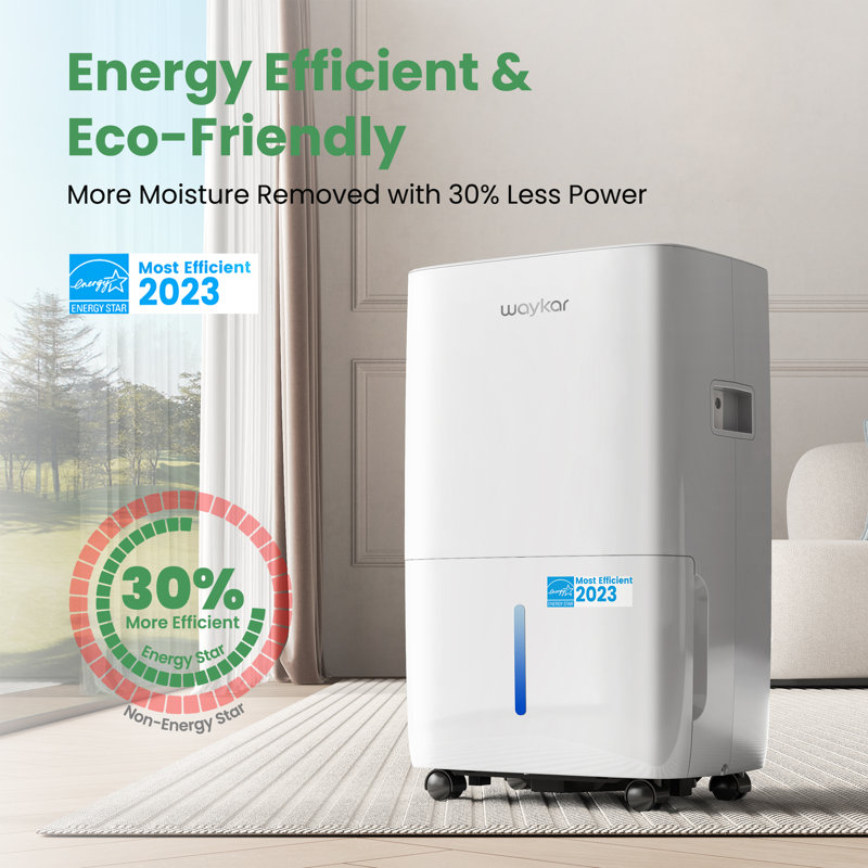 Waykar 2000 Sq. Ft White Portable Dehumidifier with Humidistat