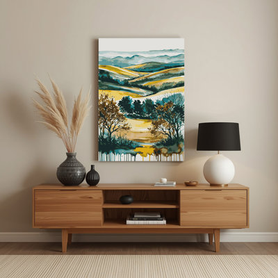 Aquarelle paysage 78, art mural en métal beige