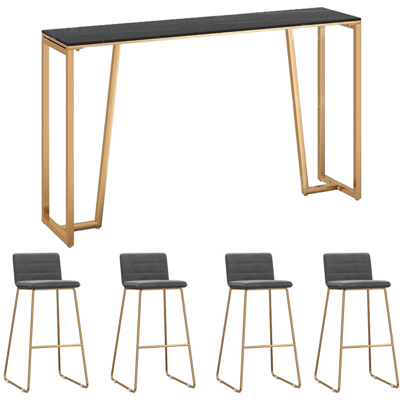 Tabourets et tables de luxe et luxueux, Noir et or, H 41,3 po x L 55,1 po x l 15,7 po, Gris