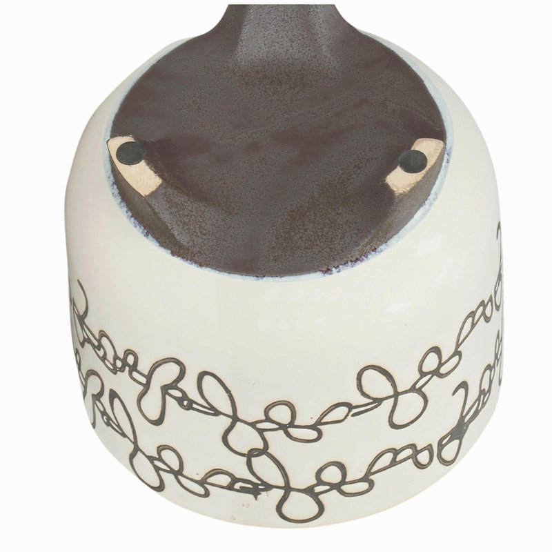 S/2 CERAMIC 6/8" SCRIBBLE FOOTED PLANTER, BEIGE