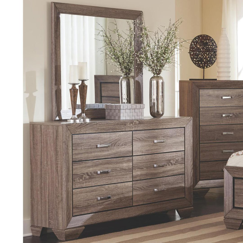 Commode double 6 tiroirs avec miroir Gussie
