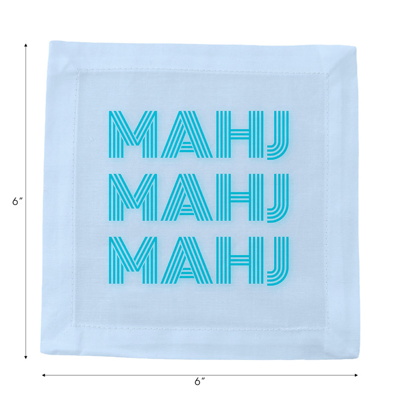 Serviettes de table en satin de coton Mahj Mahj Mahj, Bleu