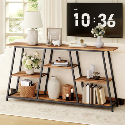 Console Table, 4-Tier Narrow Entryway Table with Staggered Storage Shelves by Trent Austin Design