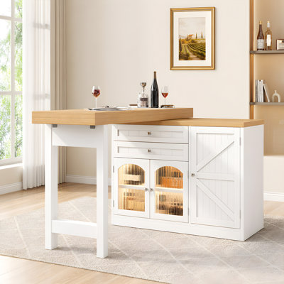 Extendable kitchen island dining table, suitable for open-plan kitchens