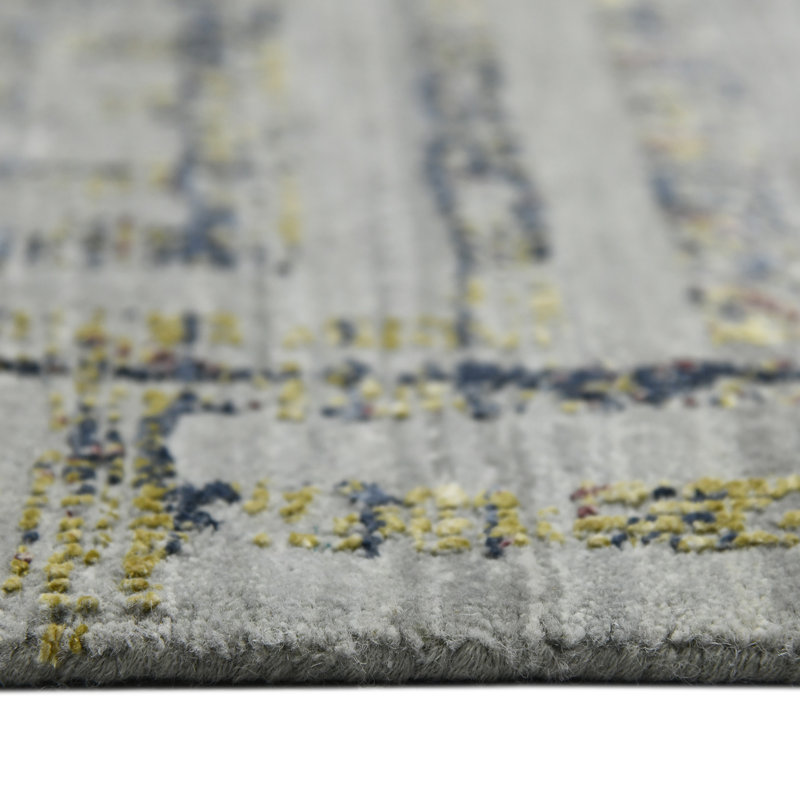 Tapis multicolore en laine / soie noué à la main Burtonsville, Rectangle 8 pi x 10 pi