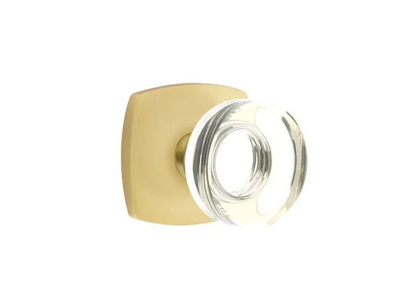 Ensemble de mortaise intérieure Emtek Passage avec rosette urbaine moderne et poignée en verre à disque moderne (droite)