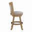 Tabouret de comptoir pivotant Kia, lin gris clouté, brun bois flottant