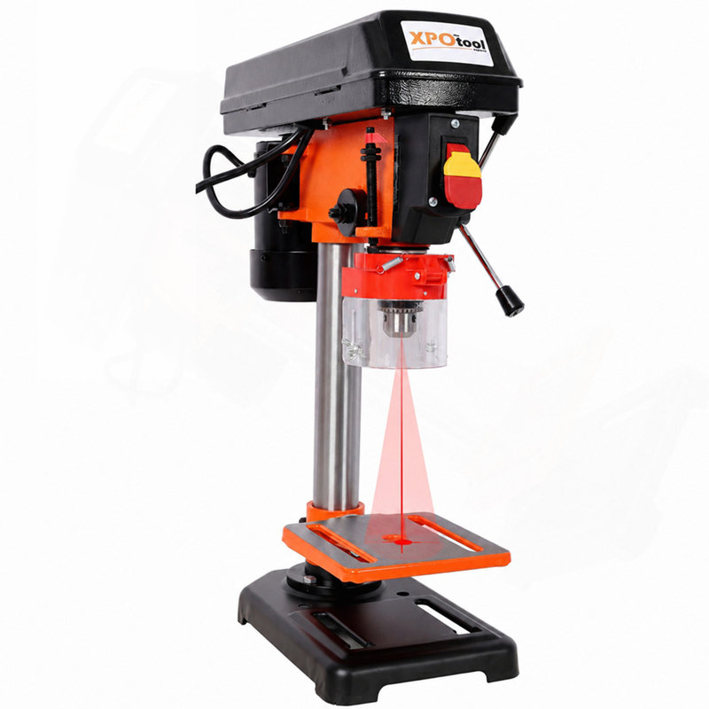 8" Swing Benchtop Drill Press with Laser & Vise Clamp, 5 Adjustable Speed 770 to 3410 RPM, 0-45 Degree Tilting Worktable, Compact Tabletop Drilling Machine for Woodworking & Metal Fabrication