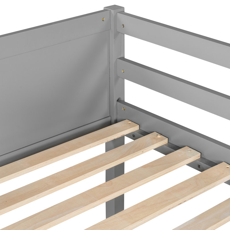 Lit mezzanine simple en bois massif gris avec construction en pin, 14 lattes pour la stabilité et la circulation de l'air, style chambre à coucher moderne, débit d'air de L 78,9 po x l 42 po x H 67,3 po,