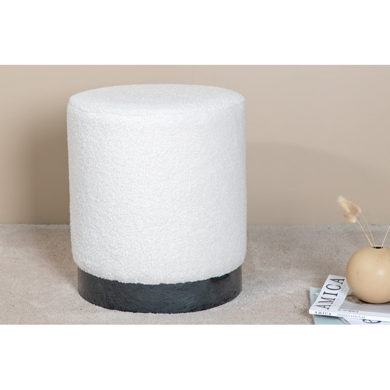 Hosea 35cm Wide Round Pouffe Ottoman, Black, Off White