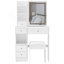 Petit meuble-lavabo de 29,2 po avec tabouret de bureau et tabouret rembourré à gauche 29,5 po, grande commande tactile, interrupteur tricolore, miroir à luminosité réglable, rangement à grande capacité, convient aux petits espaces-447576451