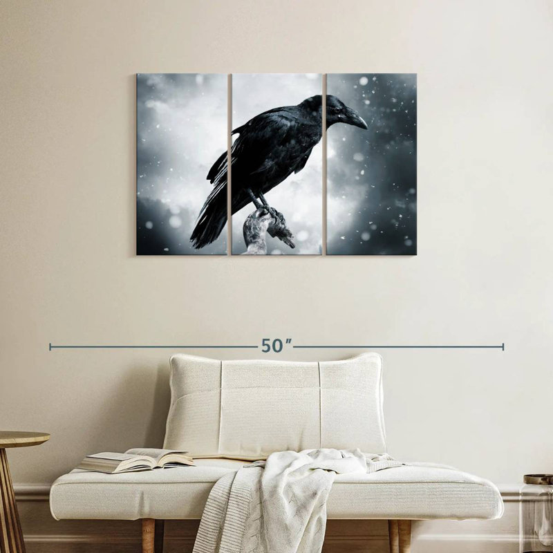 Brampt Black Raven Bird, 24" H x 38" W
