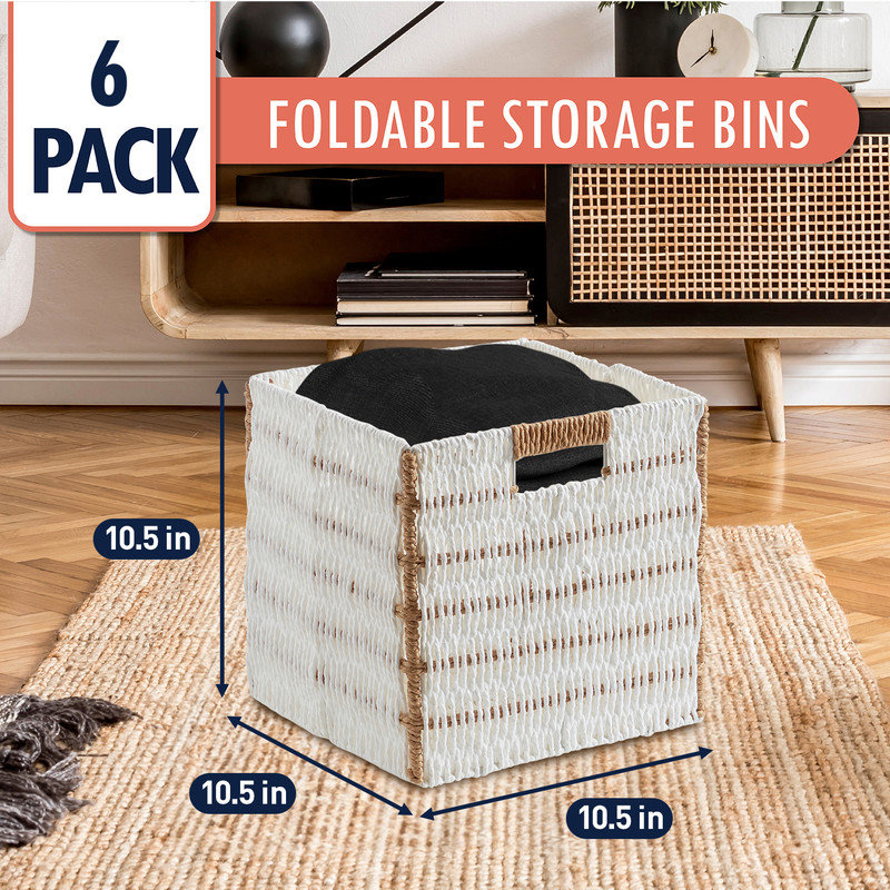 Highland Dunes Cardboard/Paper Bin, 6, White/Brown