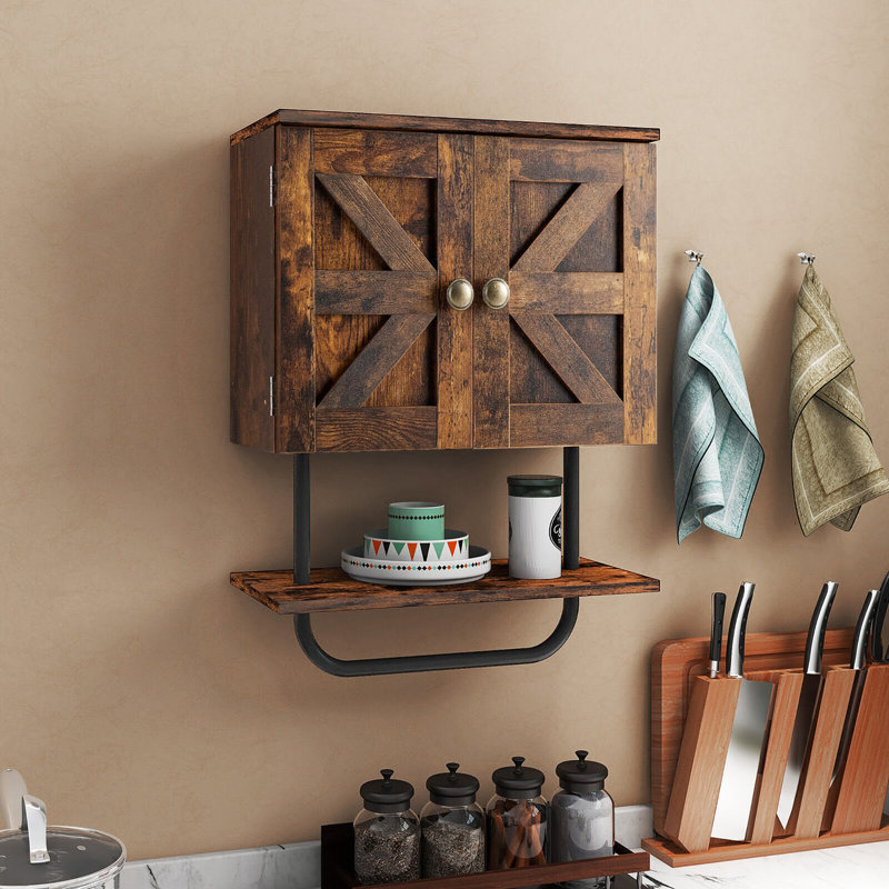 Daynna Wall Bathroom Cabinet, Rustic Brown