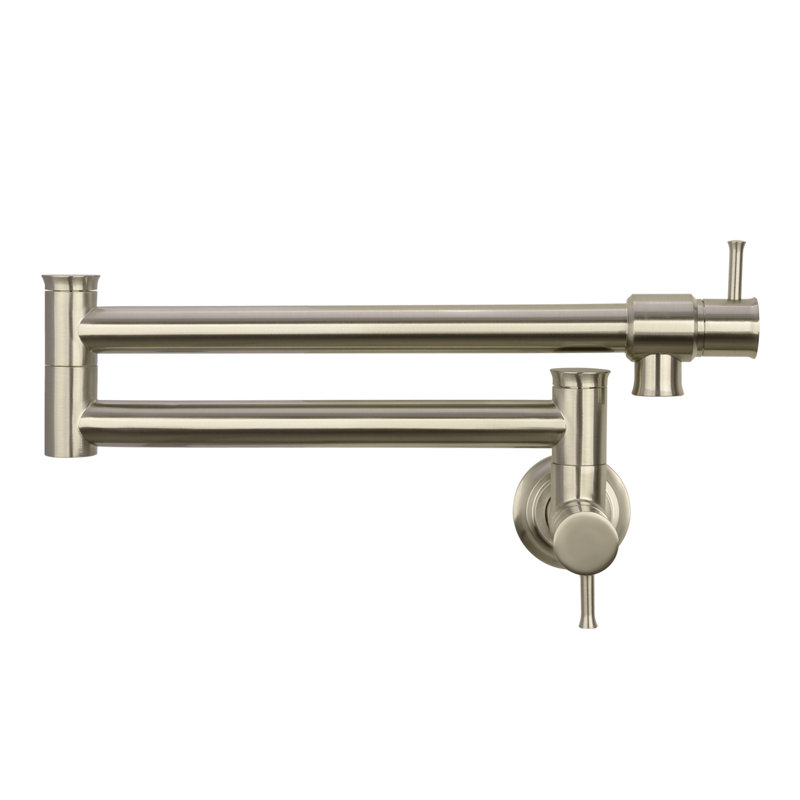 Brushed Nickel Double Joint Wall Mount Pot Filler Faucet
