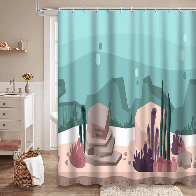 Rideau de douche transparent transparent, rideaux de douche pour la salle de bain avec 12 crochets, 72" L x 72" W