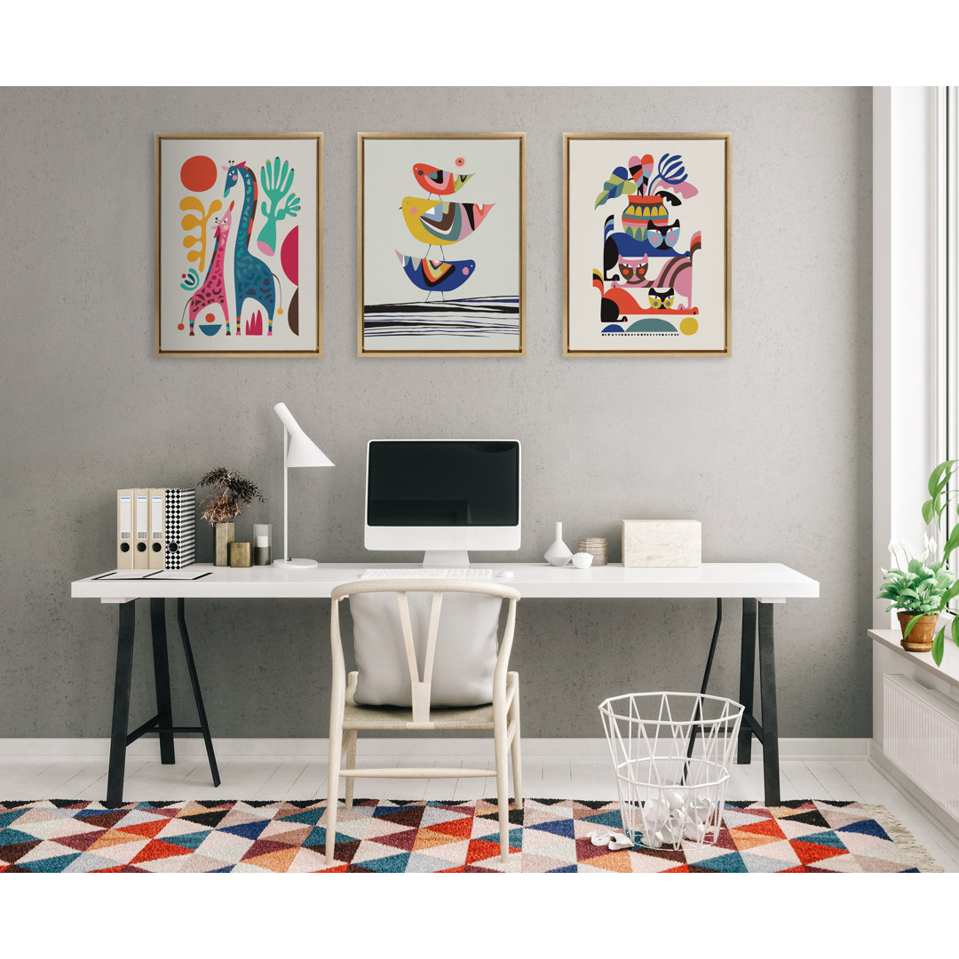 The Family Tree by Rachel Lee 3 Birdies Studio Framed Canvas Wall Art Print Corrigan Studio® Frame 