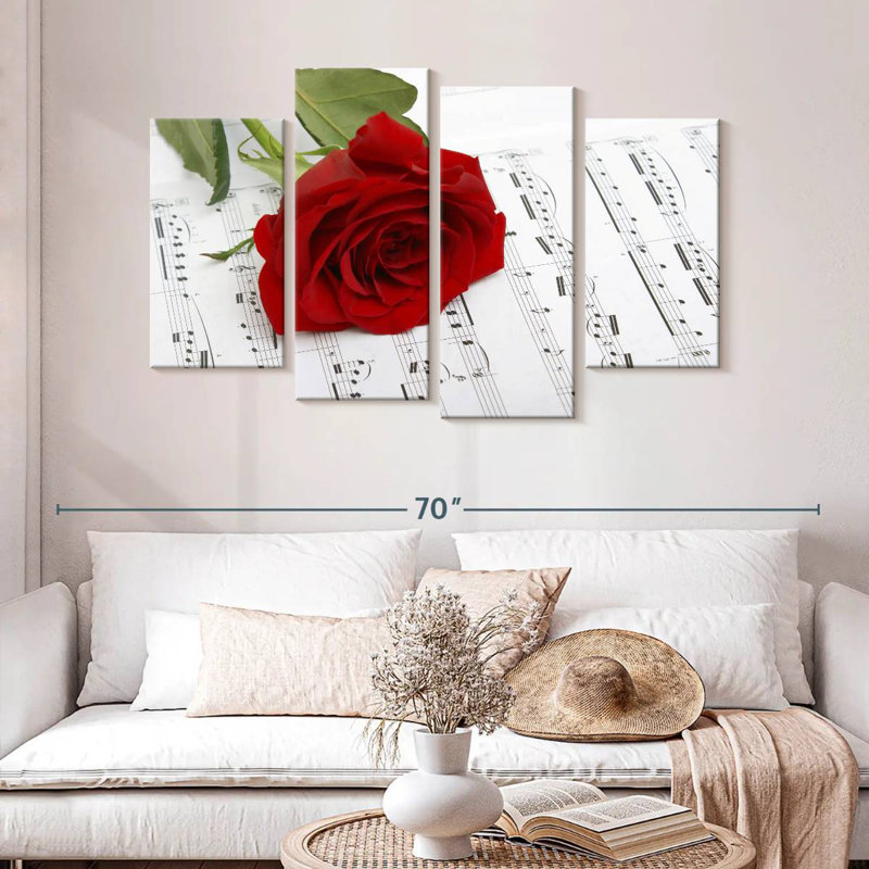 Harnek Rose sur une feuille de musique, H 32 po x l 52 po