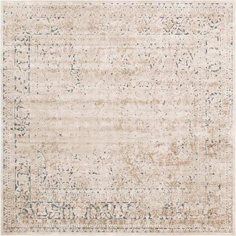 Tapis oriental beige Clessie, Carré 7 pi 1 po