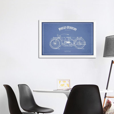 Harley Harley-Davidson Motorcycles (Light Blue) I by Aged Pixel - Print on Canvas