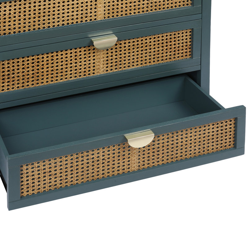 Armoire 3 tiroirs, rotin naturel, mobilier américain, convient pour la chambre à coucher, le salon et le bureau