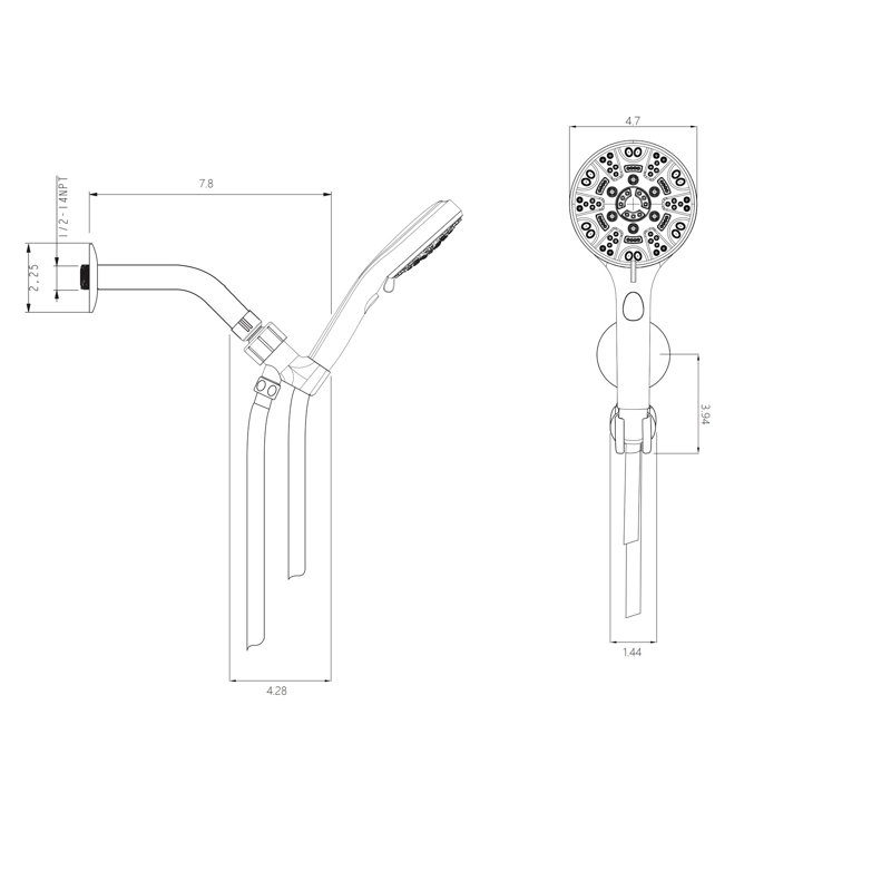 8 Shower In Brushed Nickel - 4.7-Inch Head, 59-Inch Stainless Steel Hose Enhance Your Showering Enjoyment Revitalize Time