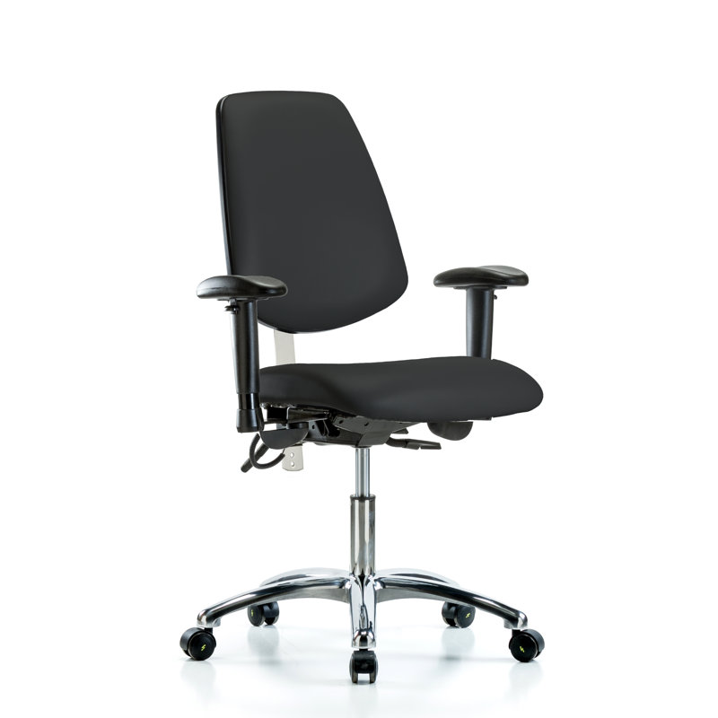 Chaise de travail Laisha, Non inclus, Noir, Roulettes