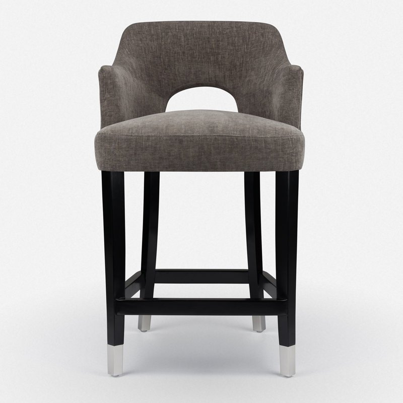 Upholstered Wooden Frame Bar Stool, Grey