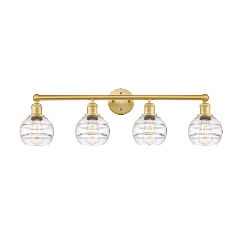Éclairage pour meuble-lavabo à 4 lumières Chartoff, Transparent, Or satiné