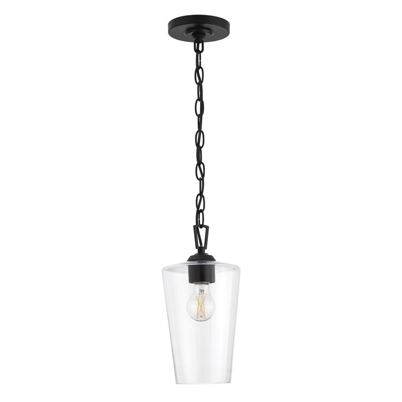 Celino One-Light Pendant with Clear Glass, Satin Black