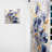 Yoselin Blue and Gold Minimalism Violets II - Traditional Curtain - Velvet Room Darkening - 1 Panel-941063362