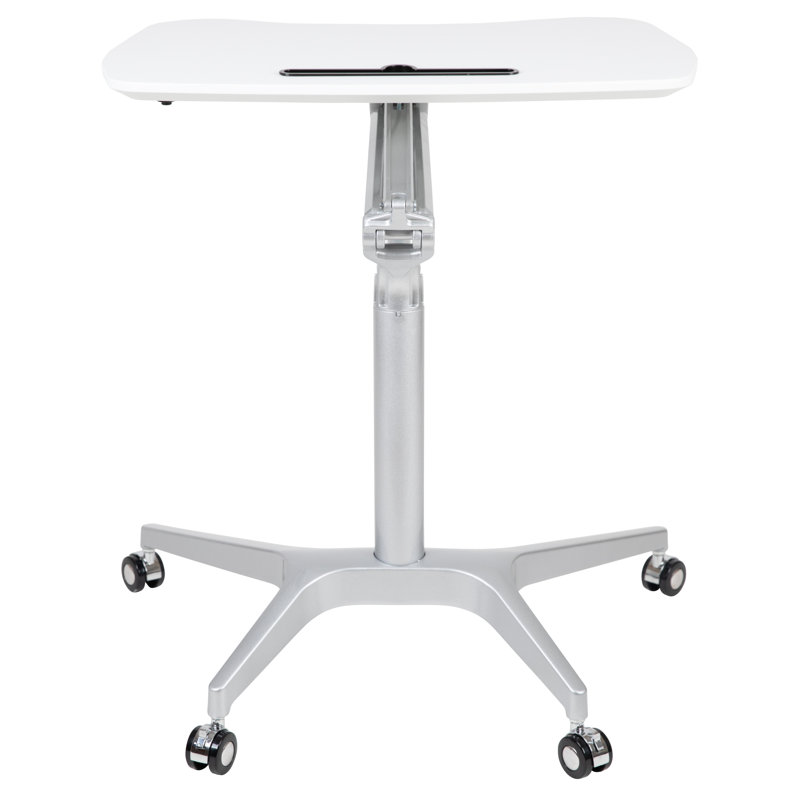Mobile Sit-Down, Stand-Up Ergonomic Computer Desk, White