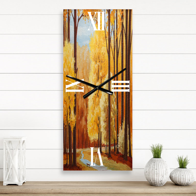 Horloge murale arbres d'automne à l'aube, Grand