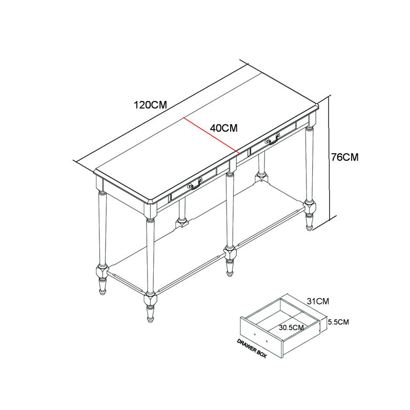 Arcola 120cm Solid Wood Console Table