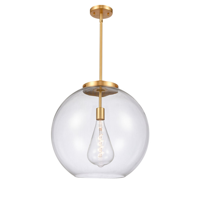 Luminaire suspendu sphère 1 lumière DEL Ralph, Or satiné, Transparent