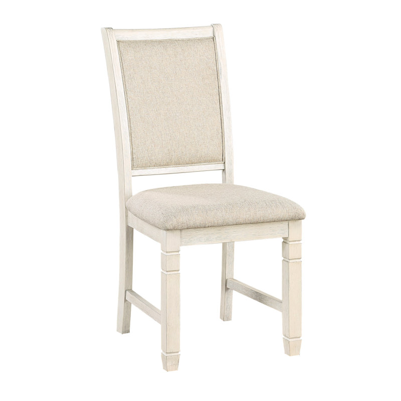 Chaises de style transitionnel blanc antique, 2 pièces, tissu texturé revêtu de tissu d'ameublement pour chaises de salle à manger,